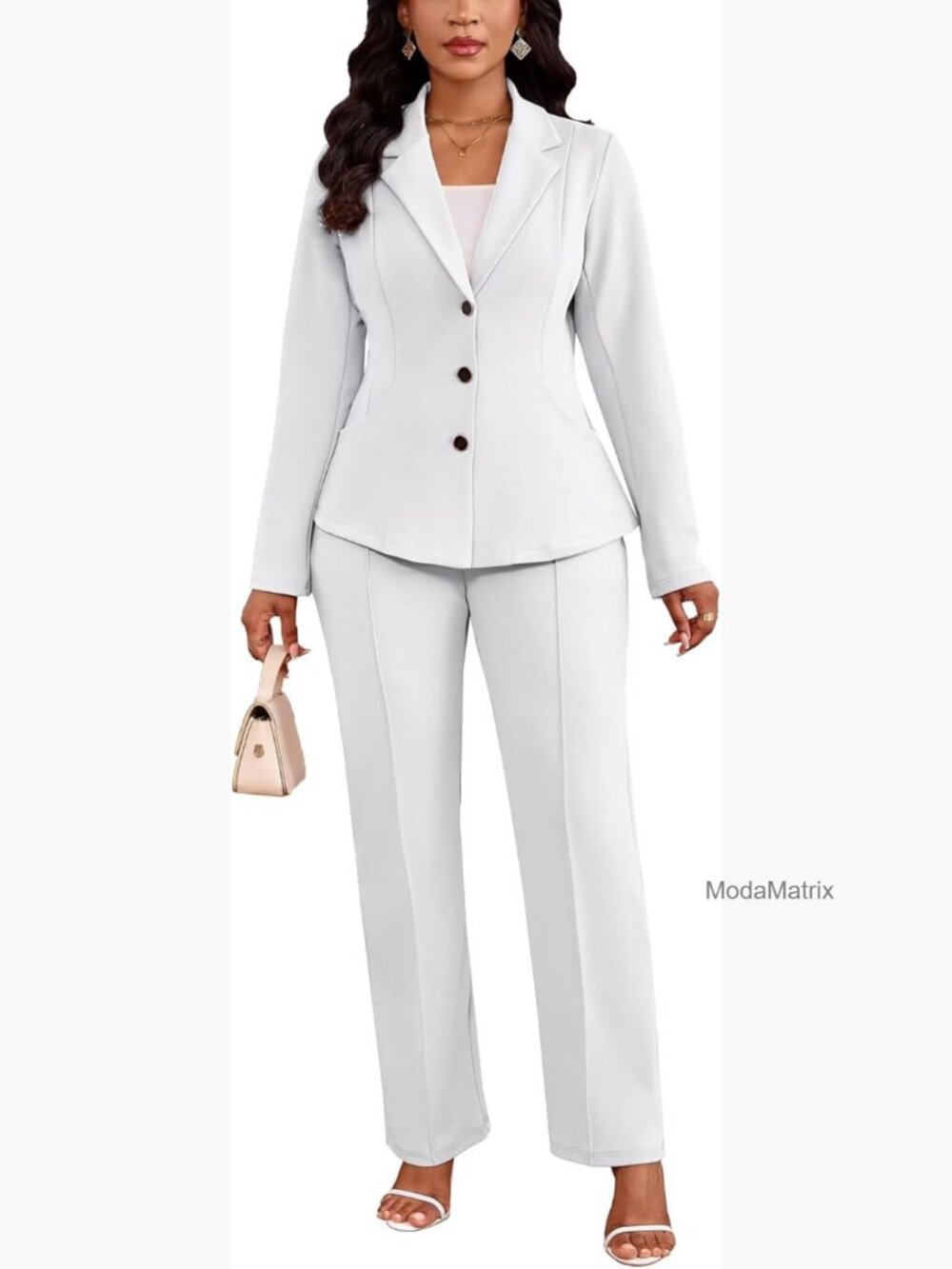 Women's 2-Piece Suit Set Long Sleeve Blazer Pants Business Casual Office